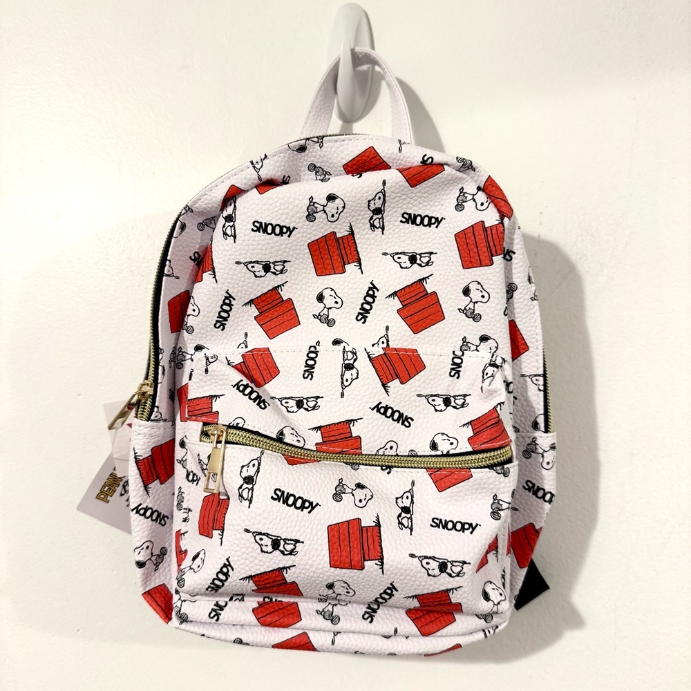 Peanuts Snoopy Mini Backpack Red White All Over Print Charlie Brown NWT
